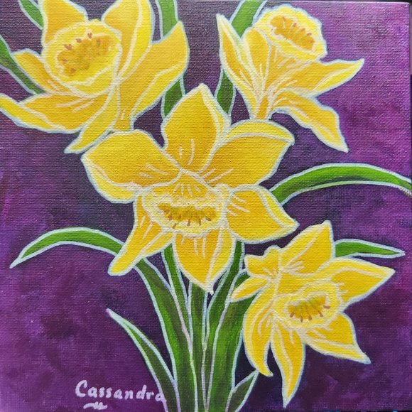 Original Acrylic Painting Collectible Artist Signed CASSANDRA ~ Gifts of Spring - Picture 1 of 1